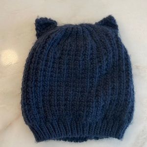 Girls’ Navy Knit Cat Ear Hat- One Size